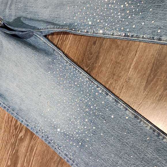 ❤️ NWOT! LOFT HIGH RISE STRAIGHT LEG  SPARKLE JEANS, RAW HEM, 16 (33) - Picture 2 of 10